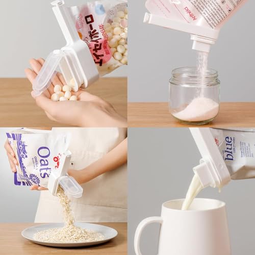 KASTWAVE Food Clip Set of 4, 2 Sizes, Plastic Seal Grip with Pour Spout, Flip-Up Chip Bag Clips for Food, Kitchen and Home, for Flavorings Coffee Snacks