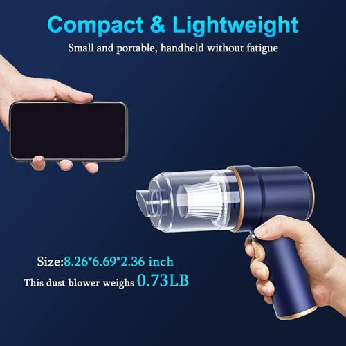 VorsiPro Handheld Vacuum Cordless, 8000Pa Car Vacuum Cleaner with LED Light, USB Rechargeable Portable Mini Vacuum with Suck and Blow for Car, Computer, Sewing Machine (A)