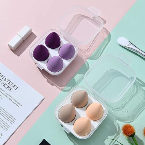 ECVV [4 Pack] Beauty Blender Complexion Makeup Sponge, Beauty Foundation Blending Sponge Ideal for women Makeup Highlighters, Powder, Cream or Liquid Application, Assorted Color