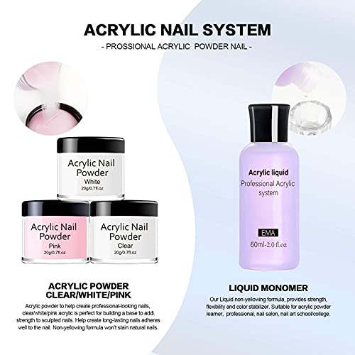 MAGIC ARMOR Acrylic Nail Kit Acrylic Powder and Professional Liquid Monomer set with Acrylic Nail Brush tips for Acrylic Nails Extension Beginner kit for Acrylic Nails Extension Beginner kit