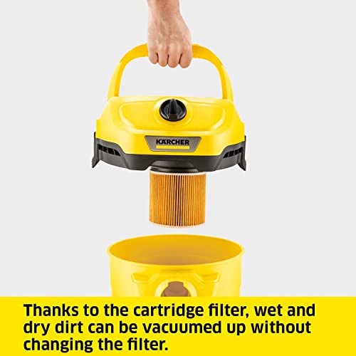 Kärcher WD2 Wet & Dry Vacuum Cleaner, 12 Liter Container, Multi-Purpose Home Cleaning, Powerful Suction, Versatile Accessories, Yellow