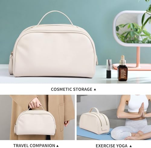 Water Resistant Toiletry-Bag, Travel-Makeup-Bag Cosmetic Makeup Organizer Travel-Accessories Cosmetic Makeup Organizer, Travel Accessories Full Travel Size Toiletries (Cream)