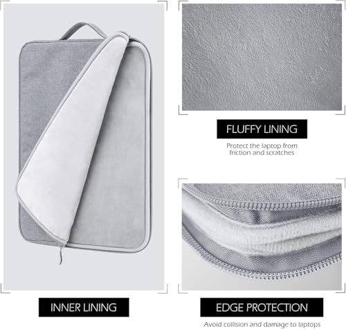 12.5 inch Laptop Sleeve Bag Compatible with MacBook Air Mac Pro M1 Surface Lenovo Dell HP Computer Bag Accessories Polyester Case with Pocket (Grey)