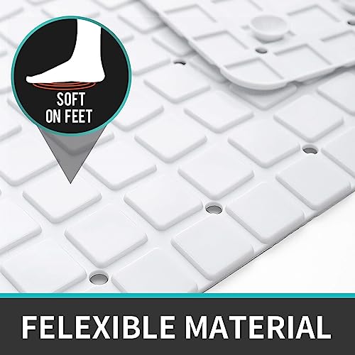 Arabest Anti Slip Bath Mat, Non-Slip and Extra Large, Bathtub Mat with Suction Cups, Machine Washable Bathroom Mats with Drain Holes（38x72cm）