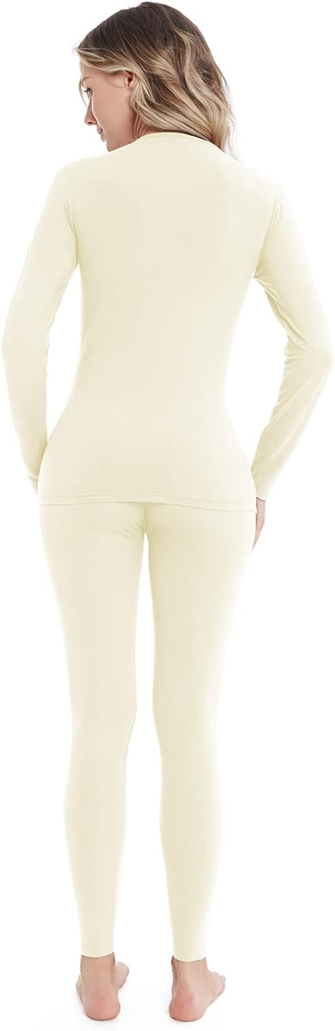 qingduomao Women's Thermal Underwear Set Ultra-Soft Top & Bottom Ski Base Layer Lightweight Long Johns