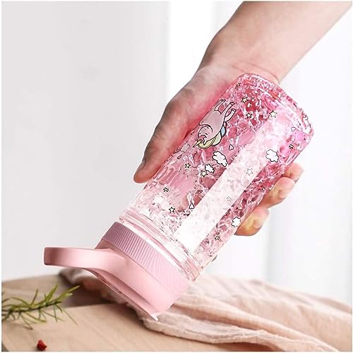 X Spring Water Bottle for Kids - Pink Unicorn Design With Straw and Safety Lock, 400ML Capacity for School Girls