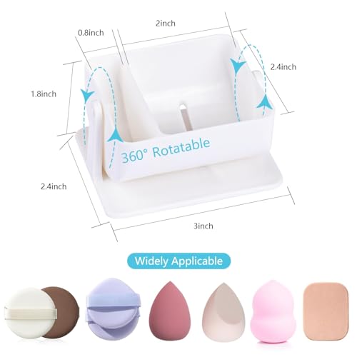 NimbusNote 2Pcs Makeup Sponge Holder, 360 Degree Rotating Beauty Blender Holder Case Organizer, Make Up Puff Sponge Drying Stand, Egg Powder Puff Protective Container Storage Box, for Vanity, Bathroom
