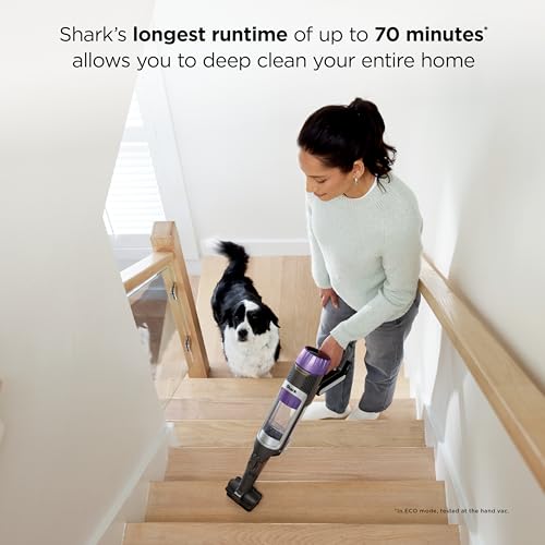 Shark Cordless Vacuum Cleaner with HEPA Filter, PowerDetect Clean & Empty, Powerful Suction, Portable, Rechargeable, Auto-Empty System, Stick Vacuum for Pet Hair, Carpets & Hardfloor Dark Gray, IP3251