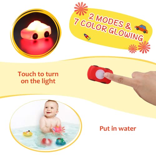 ELECDON Bath Toys Light-Up 6 Packs Floating Bath Toys Set for Baby Toddlers Kids in Birthday Shower Pool Bath Toys Boys Girls Children Preschool Bathtub Bathroom
