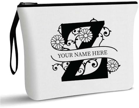 PRINTSHOP4ME Personalized Makeup Bag - Initial Monogram Cosmetic Pouch - Customizable Your Name - Monogrammed Makeup Pouch - Perfect for Travel Organizer - Cosmetic Bag for Women (N)
