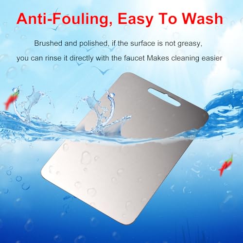 SOUUXIU Set of 2 Stainless Steel Cutting Boards with Handle Non-Stick Cutting Board for Meat, Fruit, Vegetables Non-Slip Cutting Boards for The Kitchen