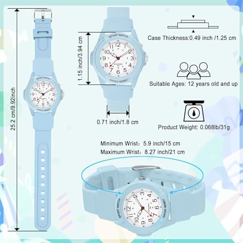 Khazna Kids Analog Watch for Boys Girls, Waterproof Time Teaching Watch, Easy to Read and Learning Time for Children 6-18