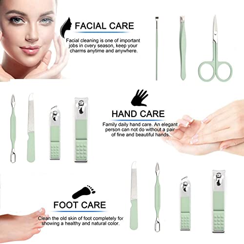 Manicure Set Men Women Nail Clipper Set 8in1 Stainless Steel Toe Finger Nail Clipper Personal Care Tools with Portable Travel Case Pedicure Tools Grooming Kit Gifts for Men Women Wife Family Friend