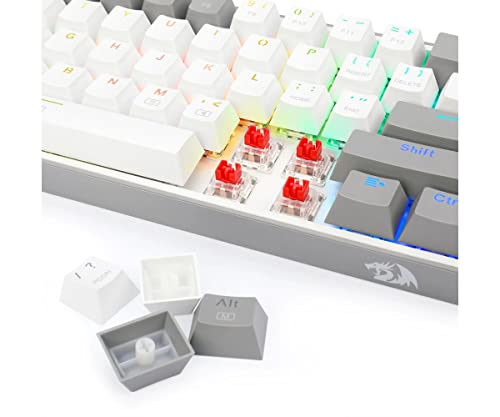 Redragon K617 Fizz 60% Wired RGB Gaming Keyboard - 61 Keys Hot-Swap Compact Mechanical Keyboard with Linear Red Switches, Pro Driver/Software Supported - White/Grey