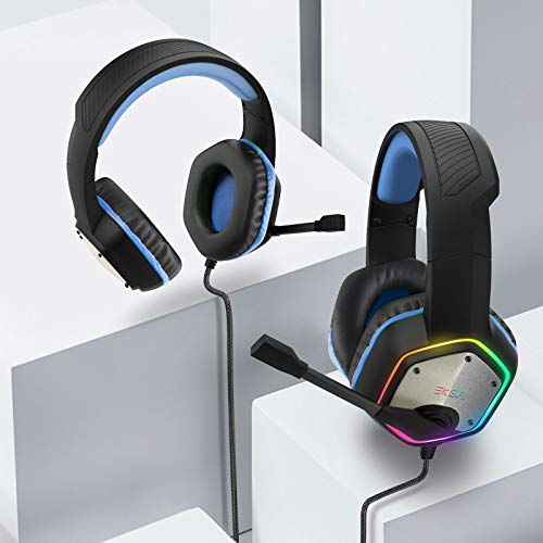 EKSA E1000 Gaming Headset, Computer Headphones with Noise Canceling Mic & RGB Light, 7.1 Surround Sound, Compatible with PC, PS4 PS5 Console, Laptop