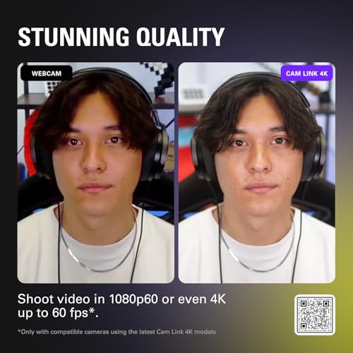 Elgato Cam Link 4K, External Camera Capture Card, Stream and Record with DSLR, Camcorder, ActionCam as Webcam in 1080p60, 4K30 for Video Conferencing, Home Office, Gaming, on OBS, Zoom, Teams, PC/Mac
