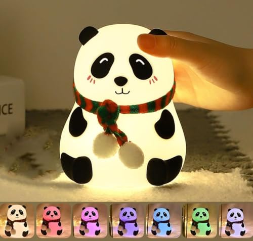 Desidiya Panda Touch Silicone Lamp - Multicolor Rechargeable Night Light for Kids, Birthday Gift for Girls and Boys - Close Eye