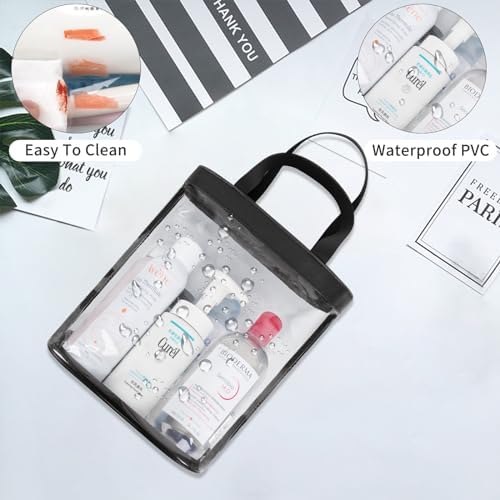 onemoky Travel Toiletry Bag, Clear Makeup Bag for Women, TSA Approved Toiletry Bag, Waterproof Clear Bag Cosmetic Pouch, Transparent Makeup Organizer, Carry on Airport Airline Compliant, Beige