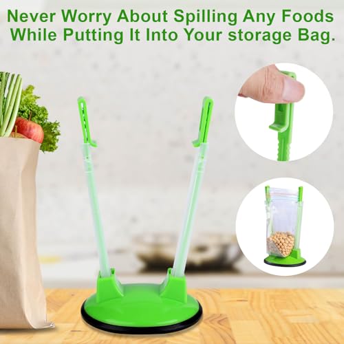 2 Pcs Sandwich Baggy Racks, Adjustable The Batch Lady Freezer Bags, Food Storage Bags Clips Stands, Plastic Reusable Freezer Bag Racks Holders, Food Prep Bag Holders Stands