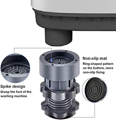 4 Pcs Washing Machine Support Adjustable Highly Non-slip Mat Shock and Noise Cancelling Washing Machine Feet Pad for Fridge and Dryer