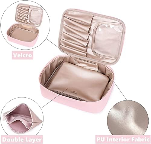 ELECDON Makeup Bag Toiletry Bag with Inner Pouch - Makeup Organizer Bag Travel Make up Bag Large Cosmetic Bag Case for Women and Girls (Baby Pink)