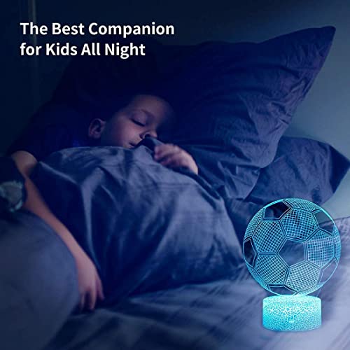 Football 3D Illusion Lamp, Football Gifts for Boys Girls, 3D Night Light with 16 Colors Change Remote Control Decorative Desk Lamp Creative Birthday Christmas Gift Sports Fans Toys (Football 1)