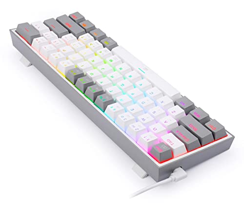 Redragon K617 Fizz 60% Wired RGB Gaming Keyboard - 61 Keys Hot-Swap Compact Mechanical Keyboard with Linear Red Switches, Pro Driver/Software Supported - White/Grey