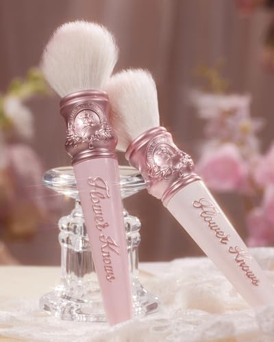 Flower Knows Midsummer Fairytales Blush Brush - Premium Makeup Brush for Liquid, Cream, Powder - Buffing, Blending, Face - Soft Synthetic Bristles (01 White Vanilla)