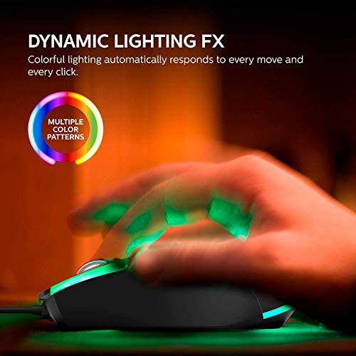 Philips SPK9314 3-Button Wired Computer Mouse with RGB Impeglow FX