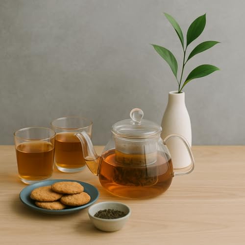 B&S Borosilicate Glass Teapot with Lid â€“ 800ml Heat-Resistant Tea Pot for Stovetop & Microwave | Elegant Clear Kettle | Eco-Friendly Kitchen Accessory for Herbal Tea & Coffee Brewing