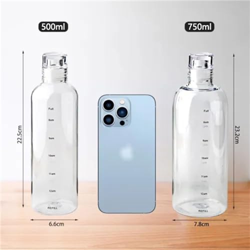 KVIVI 500ml Water Bottle Clear Plastic Water Bottle with Caps, Leak Proof & Spill Proof Daily Drinking Water Bottles, Hot & Cool Water Bottle Container, Portable for Travel Hiking Gym Sports (Black)