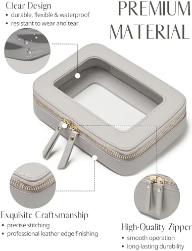 Small Cosmetic Bag for Purse Mini Makeup Bag for School Cute Clear Make Up Pouch for Travel Tiny Leather White Make Up Organizer Case for Backpack Toiletry Bag Waterproof Square Pouch with Zipper