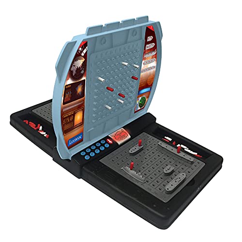 LEXIBOOK GT2800i1 Talking Sea Battle (French, English, Spanish, Portuguese), Electronic Board Game 1 or 2 Players, Interactive, Light and Sound Effects, Strategy, batteriy Operated, Grey/Black