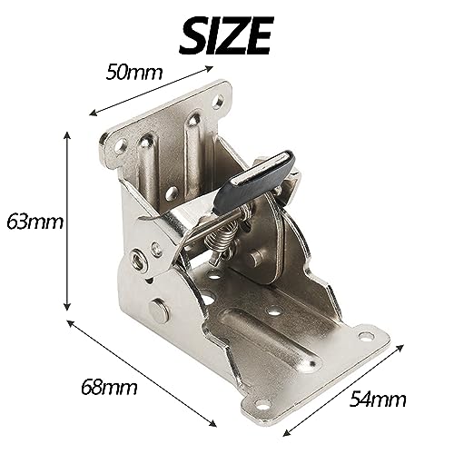 DXIA 2Pcs Folding Support Frame,Steel Folding Bracket,Folding Hinges,90 Degree Auto Lock, Telescopic Feet for Folding Legs Folding Workbench Expansion, Silver