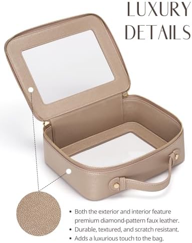 Small Cosmetic Bag for Purse Mini Makeup Bag for School Cute Clear Make Up Pouch for Travel Tiny Leather White Make Up Organizer Case for Backpack Toiletry Bag Waterproof Square Pouch with Zipper