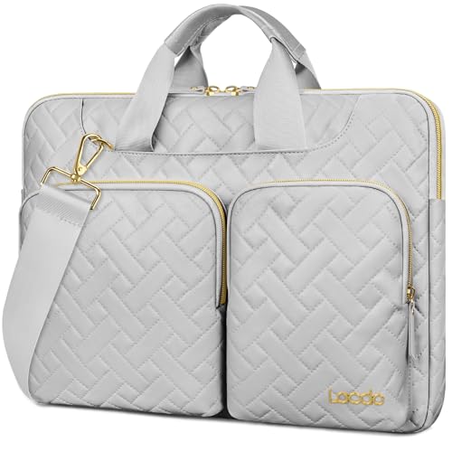 Lacdo 360° Protective Laptop Shoulder Bag, 15-15.6 inch Laptop Sleeve Case for Acer HP Dell ASUS Laptop, Acer Aspire, HP Pavilion, Dell Inspiron, IdeaPad,ASUS ZenBook Computer Bag, Space Gray