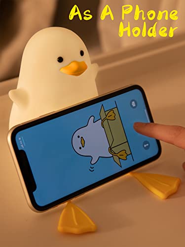 Ammonite Duck Night Light, Cute Silicone Duck Lamp, Soft Silicone Kids Nursery Night Light USB LED Touch Lamp Kids Bedroom Decor as Xmas Birthday Gifts for Boys & Girls