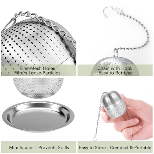 Tea Infuser for Loose Tea,2pcs Stainless Steel Tea Straine Balls for Loose Leaf Tea, Mugs Teapots