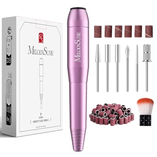 MelodySusie Electric Nail Drill Machine,PC120I Portable Electric Nail File Efile Set for Acrylic Gel Nails, Manicure Pedicure Tool with Nail Drill Bits Sanding Bands Dust Brush (Purple)