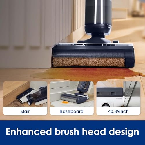 Tineco Floor One S5 Wet and Dry Cordless Vacuum Cleaner and Mop with Edge cleaning, 220w suction with iLoop Smart Sensor Technology and screen, Streak-Free and Self Cleaning Dual Tank Feature