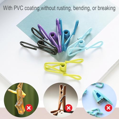 12 Pcs Food Storage Bag Clips Food Bag Clips Steel & PVC Coated Food Clips Bag Sealing Clips for Snacks Sandwich Home Kitchen Coffee Beans (Random Color)