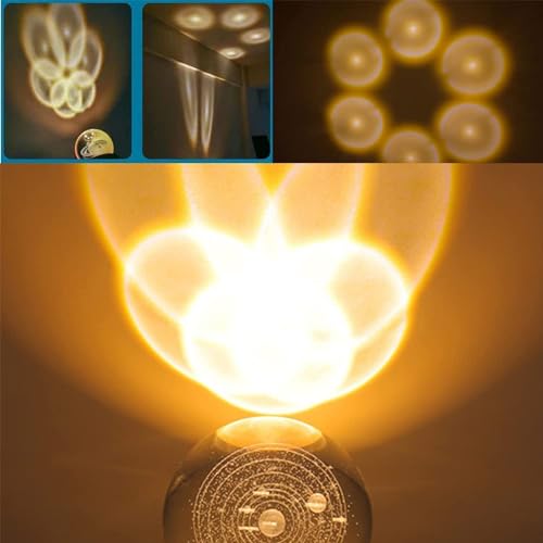 NALACAL 3D Planet Crystal Ball Night Light for Valentines Day, Space Galaxy With Wooden Base, 3D Engraved Solar System With LED Light Base for Kids, Gift for Valentines Lovers