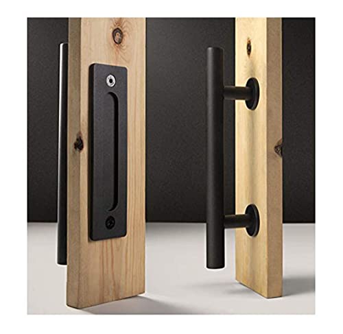 MAKINGTEC Sliding Door Handle, Heavy Duty Barn Door Handle Stainless Pull Hardware Set Hardware Handle for Closet Home Black Door Handles