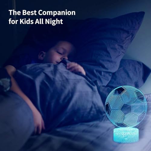 Khazna Soccer 3D Illusion Lamp, Soccer Gifts for Boys Girls, 3D Night Light with 16 Colors Change Remote Control Decorative Desk Lamp Creative Birthday Christmas Gift Sports Fans Toys (Football 1)