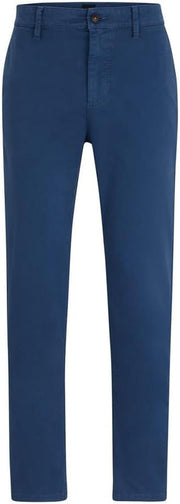 Men's Tapered Fit Chino Made of Elastic Cotton Satin - blue