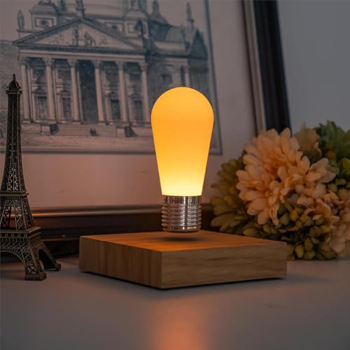 Levitating Bulb Lamp, 360 Degree Rotation Magnetic Floating Light Wireless Desk Lamp Floating Night Light Magnetic Tech Toy Decorative Desk LED Lamp for Gifts Room Home Office Decor