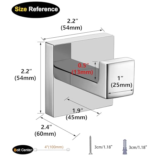 Nolimas Polished Chrome Towel Coat Hooks SUS304 Stainless Steel Bathroom Bathroom Hardware Clothes Garage Hotel Cabinet Closet Sponges Robe Hook Wall Mounted Kitchen Heavy Duty Bath Door Hanger
