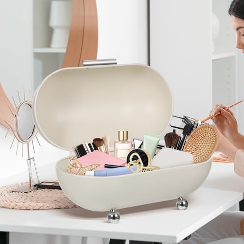 Angoily White Metal Bread Box with Lid Kitchen Bread Countertop Storage Container Large BreadBox for Vintage Organizer Rolling Door Decor Stores Your Homemade-Bread