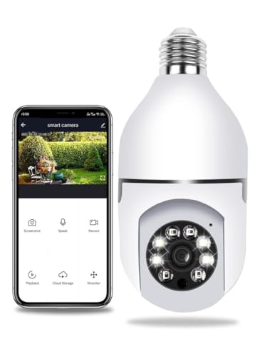 Smart 360° Light Bulb Security Camera – 1080p HD, Dual-Band WiFi, Motion Alerts – Indoor/Outdoor Use