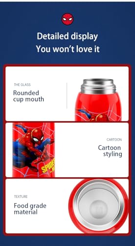 Kids Bottle for School Stainless Steel Insulated Water Bottle with Straw Children Cup 2 in1 Water Flask with Carrier Holder Shoulder Strap Spare Cover Lid 550ml (Captain America)
